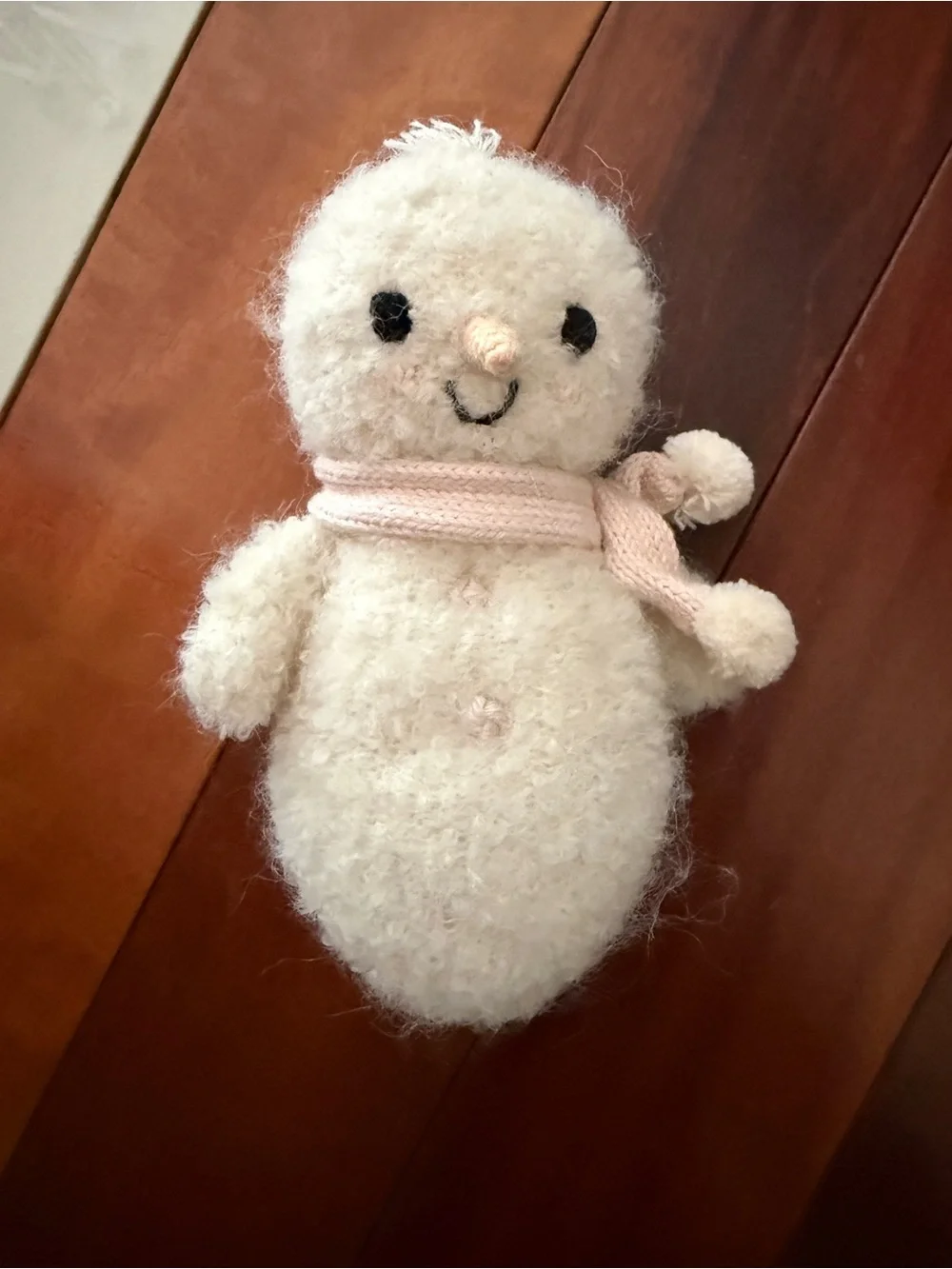 Baby Boucle Snowman with Pink Scarf